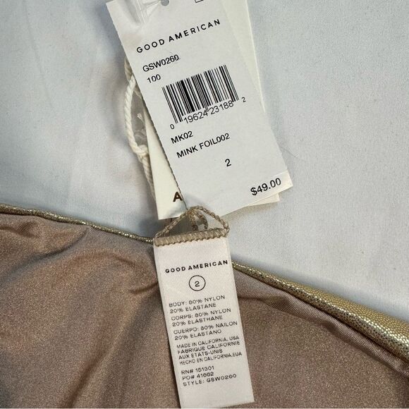 NWT Good American Size 2 M Mink Gold Reversible Metallic Better Bikini Bottom - Picture 7 of 10